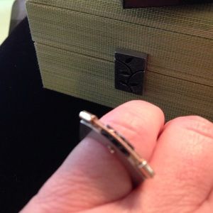 Super cool onyx, Sterling and 14kt gold ring