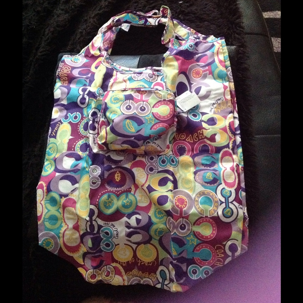 🎉SOLD RARE! Coach Poppy Pop C Nylon Foldable Tote