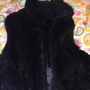 Fur leather unisex vest