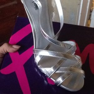 Brand New Silver Open Toe Heels