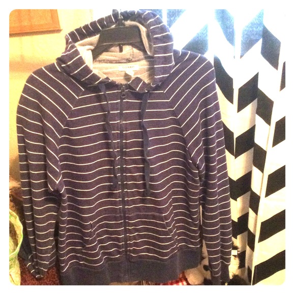 Blue Striped Zip-up Jackect