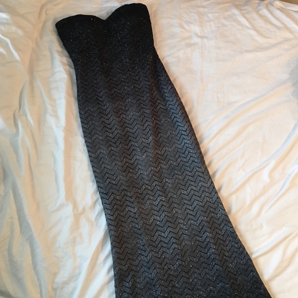 Long strapless evening gown