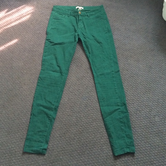 Skinny green jeggings