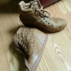 Forever 21 tan wedge booties