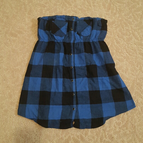 Blur and black Pleated tube top