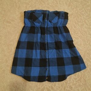 Blur and black Pleated tube top