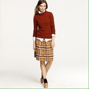 J. Crew plaid button front pleated skirt.