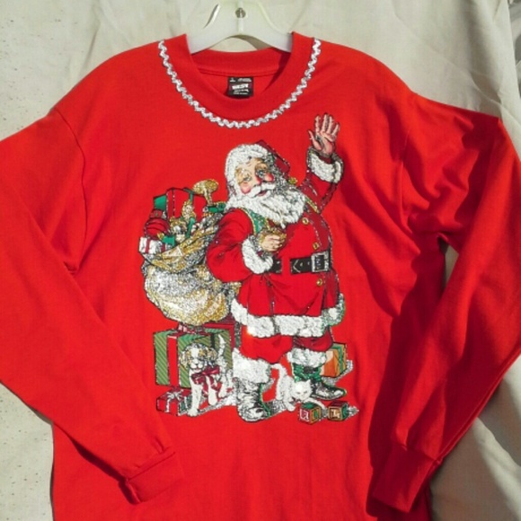 Ugly christmas glitter santa shirt