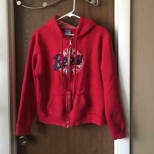Roxy large red zip up hoodie