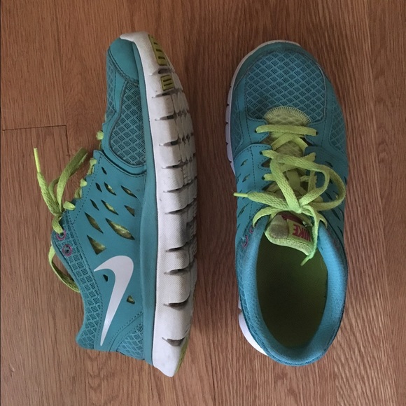 Nike Flex Run Turquoise and Lime Green