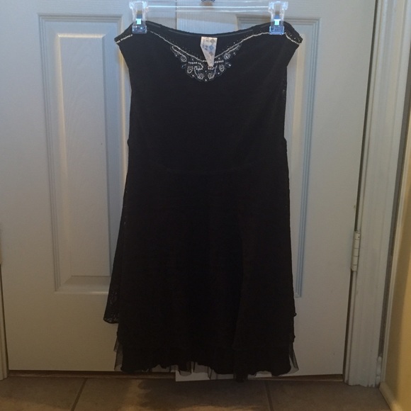 Free People, black Lace and beaded cocktail dress