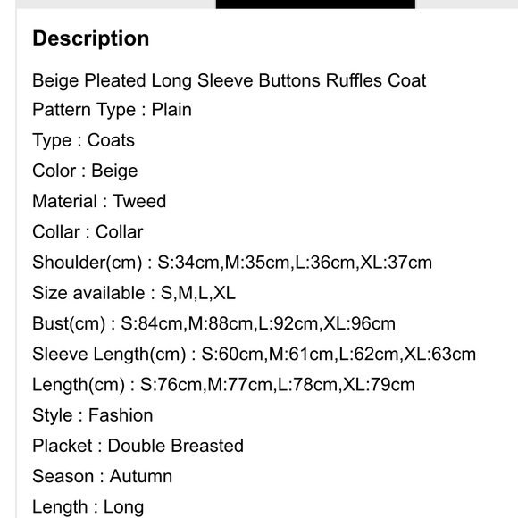 SOLD! Beige shein Trench Coat - Large - Picture 3 of 4