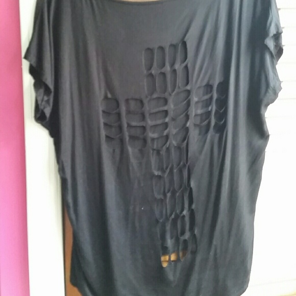 Black Cross Cut-Out Back Top - Picture 3 of 3