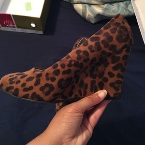 Cheetah print wedged heels