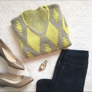 Boutique Yellow and Gray Sweater