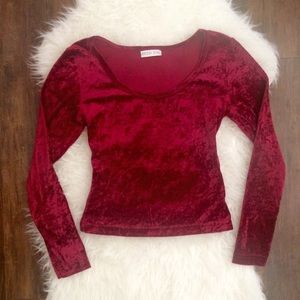 Vintage Velour Crop Top Long Sleeve M L