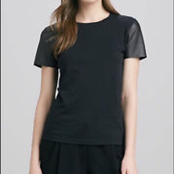 Vince Top with Leather Sleeves
