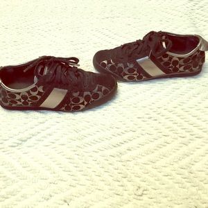 Black and silver coach sneakers