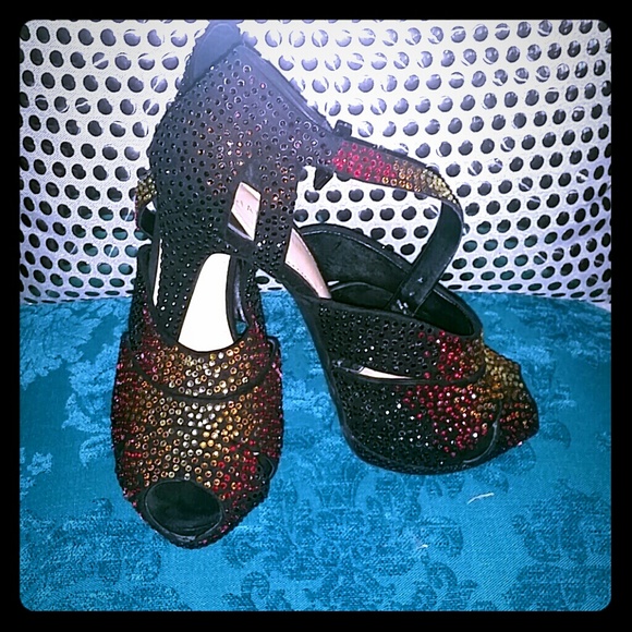 Super cute multi colored bling heels