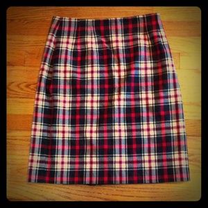 100% Wool Plaid Pencil Skirt