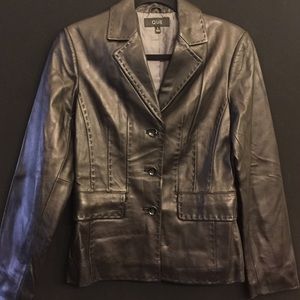 QUE Black Leather Jacket