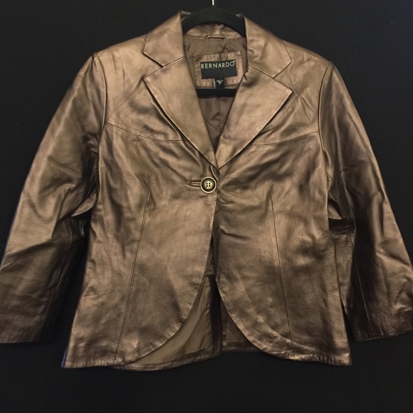 Bernardo Metallic Brown Leather Jacket
