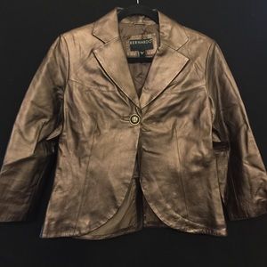 Bernardo Metallic Brown Leather Jacket