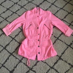 Neon pink linen jacket