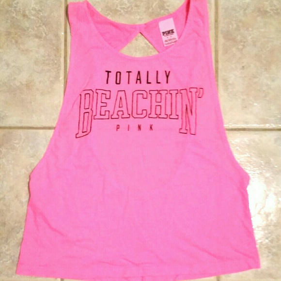 SOLD! VS PINK Totally Beachin' Pink Open Back Tank