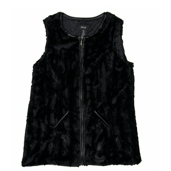 Style & Co. Plus Size Faux-Leather-Trim Faux-Fur V - Picture 2 of 2
