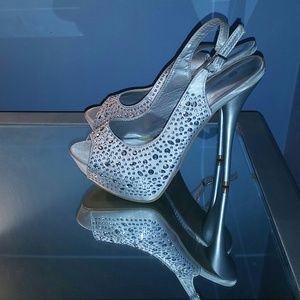 Silver Sling Back Platforms