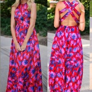 Cross back maxi dress color varies slightly