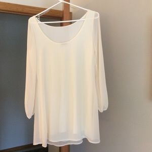 Ivory Long sleeve Chiffon Dress