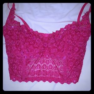 Bebe glitter pink sequin bustier
