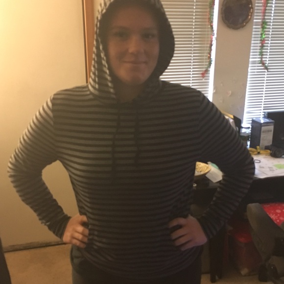 Black and Gray Striped Hoodie - Picture 4 of 4