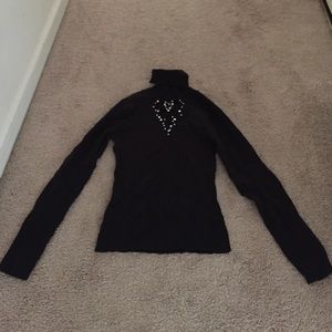 Long Sleeve black embellished cut out sweater