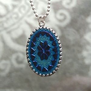 Sterling Silver Blue Pendant Neclace