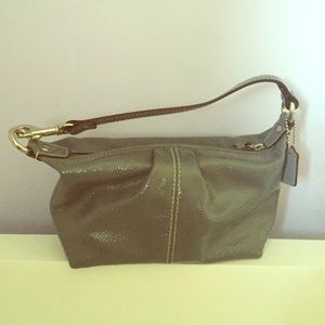 Dark Grey Leather Coach Purse
