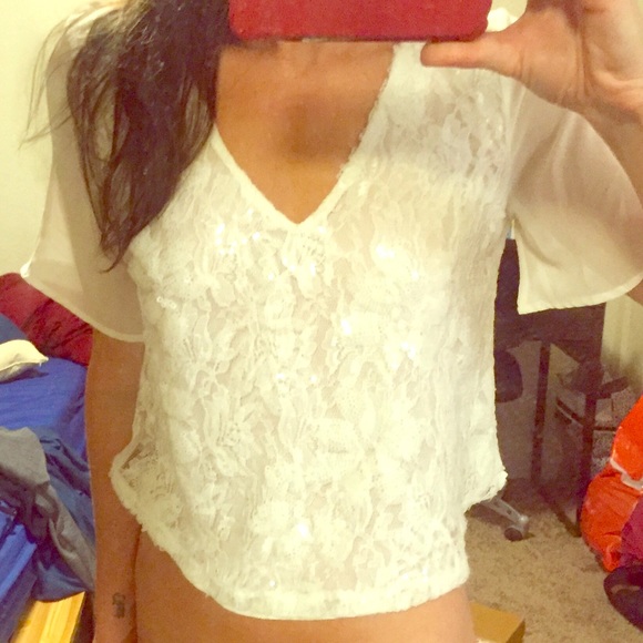 ASTR sequin / sheer back top