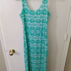 Sea green and white bodycon dress