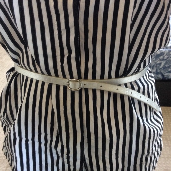 J.Crew metallic silver skinny belt