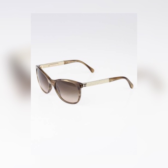 CHANEL Tortoise Gold Denim Wayfarer Sunglasses