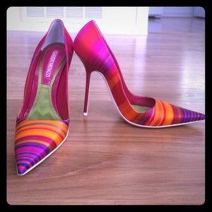Claudio Merazzi Multi Color Striped Pumps 38