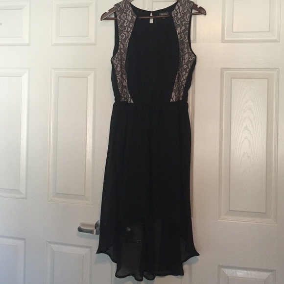 High-low black and pick lace dress