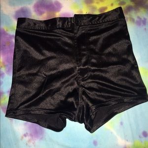Size XS high waisted black leather shorts
