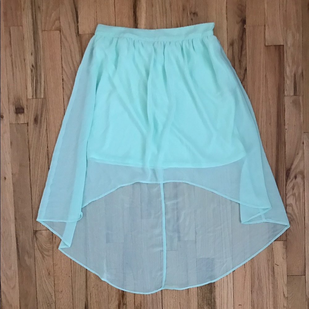 NWOT Forever 21 mint high/low sheer skirt