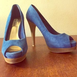 Blue Suede Steve Madden Open Toe Stilettos Size 8