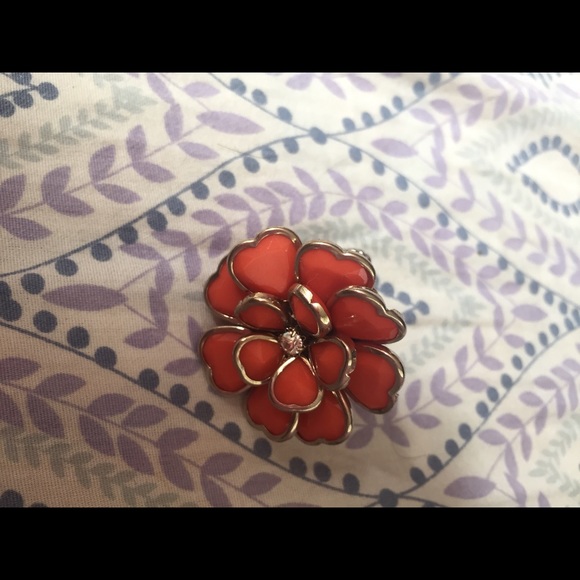 Salmon color flower ring - Picture 1 of 2