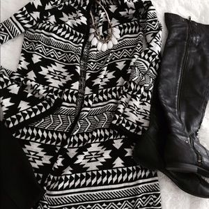 Aztec long cardigan with hood.