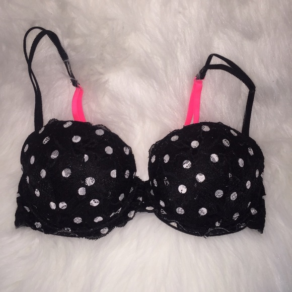 PINK Victoria's Secret Other - RARE VS Pink Black & White Polka Dot Push Up Bra
